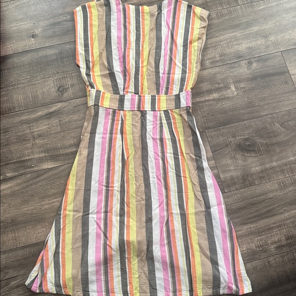 LOFT Multicolor Striped Button-Down Midi Dress size 00 - Picture 5 of 7